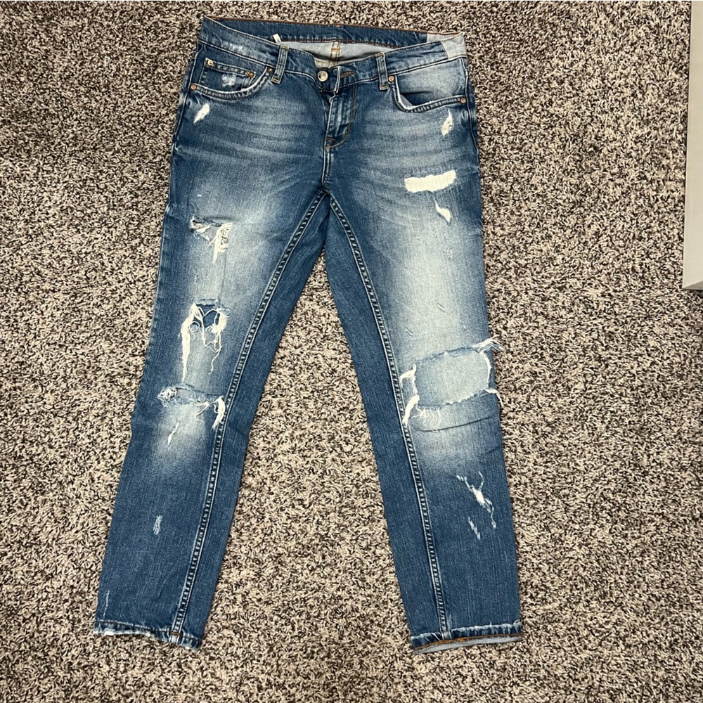 Zara distressed cropped jeans